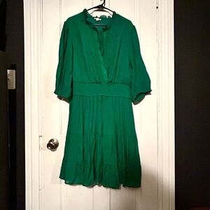 Ladies Pretty Emerald Green Cotton Peasant Dress sz 3x